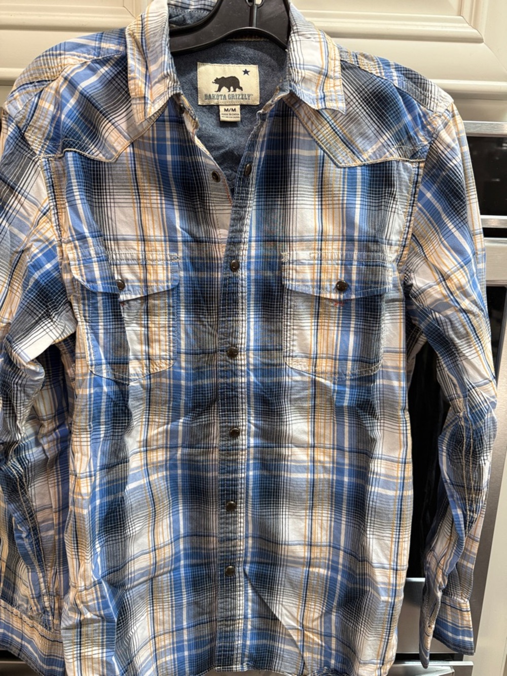 Dakota Grizzly Men’s Blue & Cream Plaid Button-Down Shirt